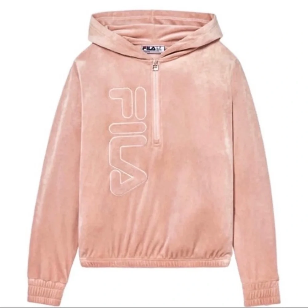 ♦️Fila Velour Hoodie Ballet Pink 1/2 Zip♦️NWOT♦️